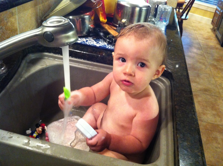 baby in sink